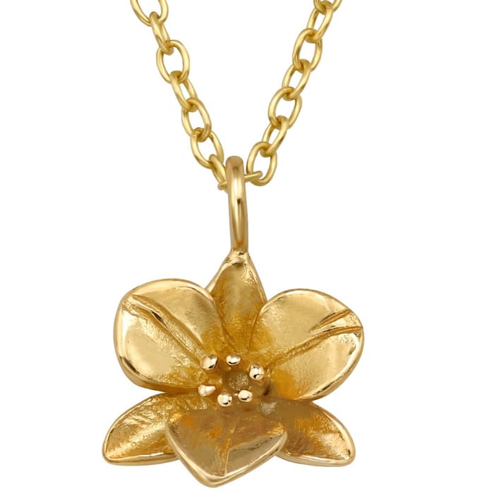 Joy|S - Zilveren orchidee hanger (10 mm) met ketting - 45 cm - bloem - gold plated