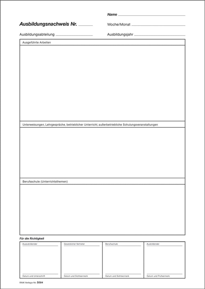RNK Verlag trainingsblok, wekelijks/maandelijks