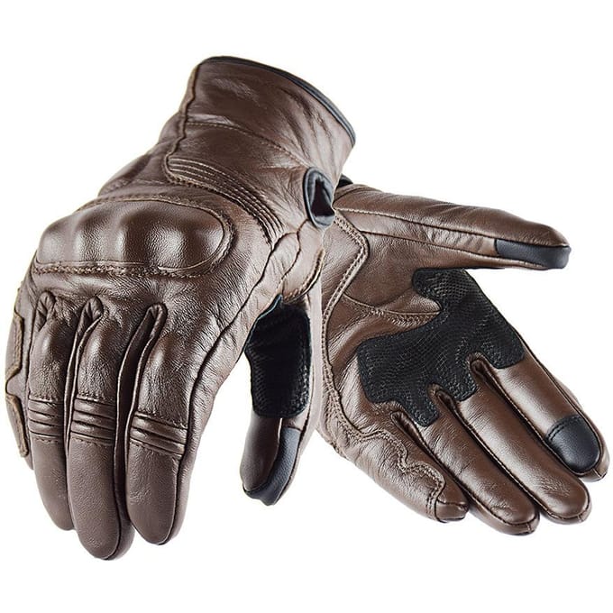 Gants en peau de mouton hiver chaud écran tactile épaissis coupe-vent L marron