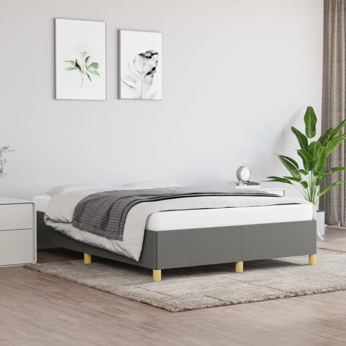 vidaXL - Bedframe - zonder - matras - stof - donkergrijs - 140x200 - cm