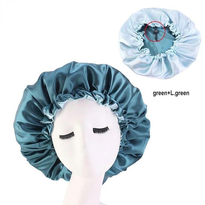 Bonnet de nuit réglable en satin à double couche pour cheveux bouclés et élastiques, accessoire de coiffure pour femmes gray