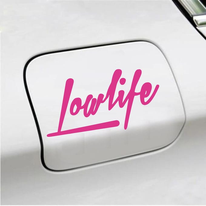 Bumpersticker - Lowlife - 7,5 X 14,8 - Roze