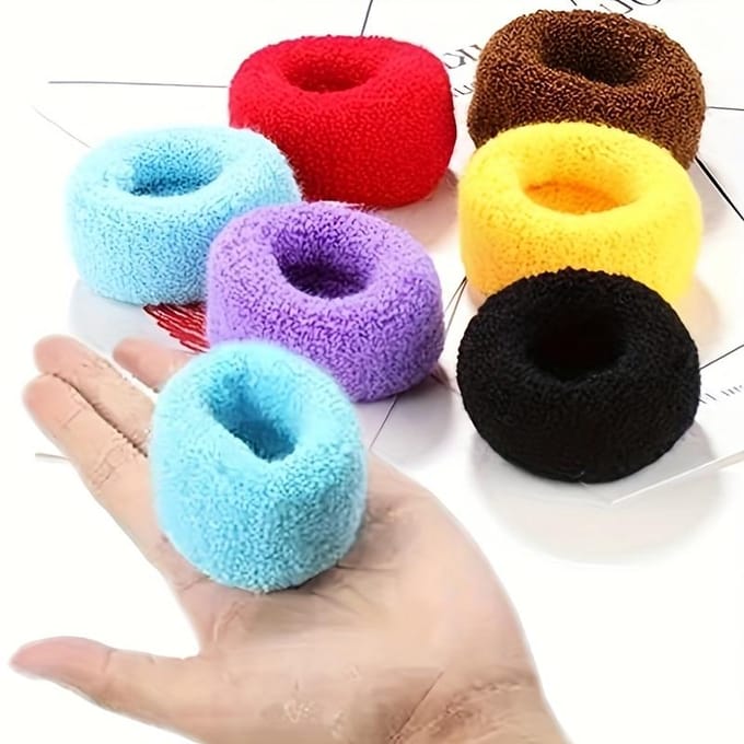 Élastiques à Cheveux Tricotés Épais Supports de Queue de Cheval Élastiques Accessoires Élégants de Coiffure Pour Femmes et Usages Quotidiens 6PCS black