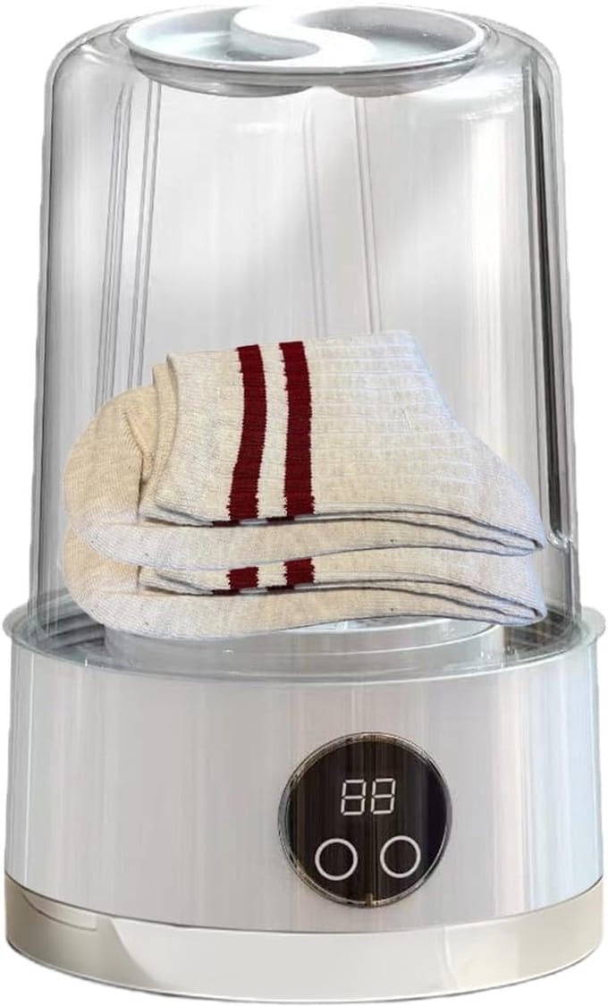 Draagbare wasmachine - Compact apparaat - Ondergoed babykleding - Digitaal display oplaadbaar - 13 x 13 x 13 cm - Wit