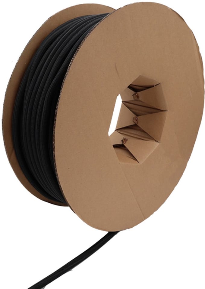 PRO-TIE® - Zelfsluitende Vlechtkous Polyester 5-6 mm Zwart UV bestendig (Rol 100 meter)