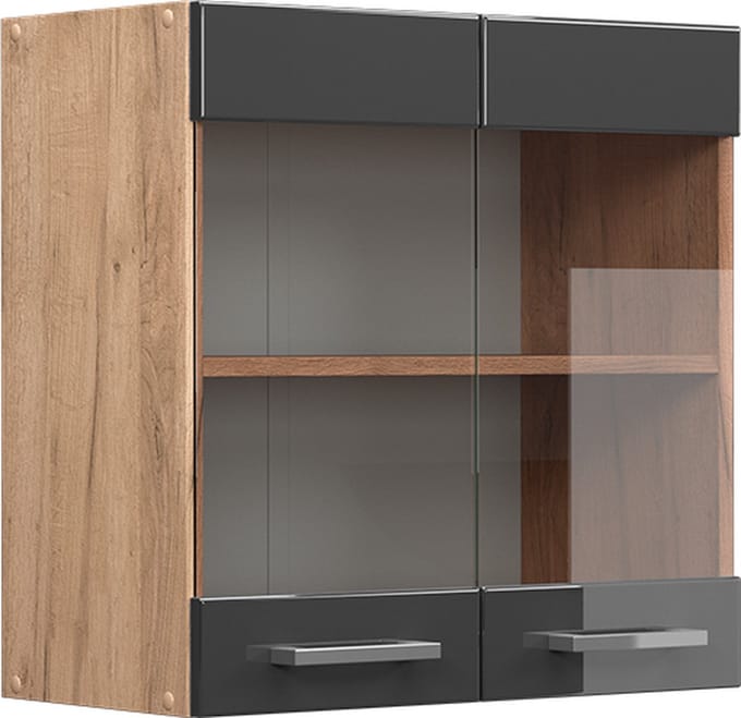Vicco R-Line Glazen keukenkast – 60 cm Antraciet Hoogglans