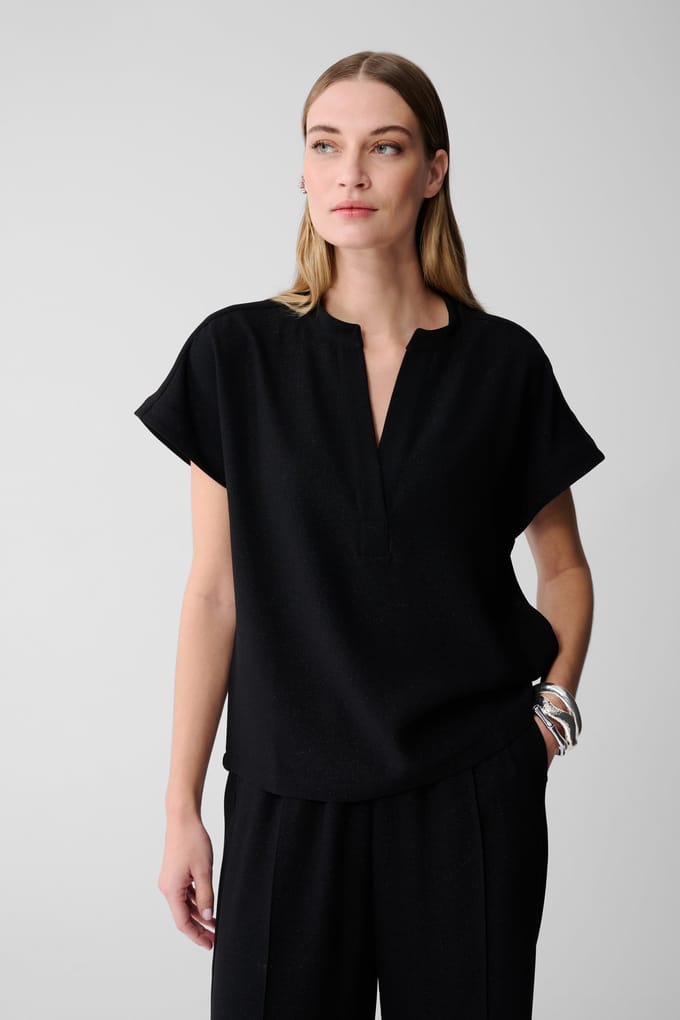 Shoeby La-sbglitter Vneck Top Black Größe: S | Blusen Outlet | Damen | Schwarz