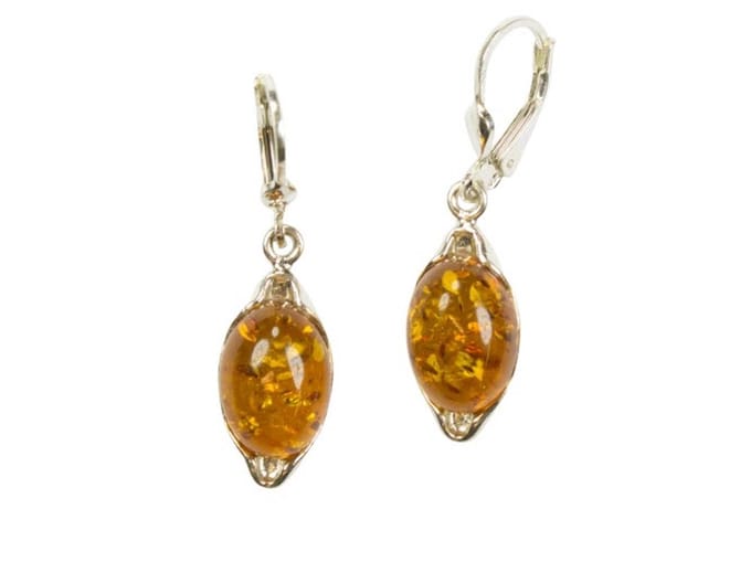 Zilveren oorbellen met sluiting Amber / Barnsteen 925 zilver