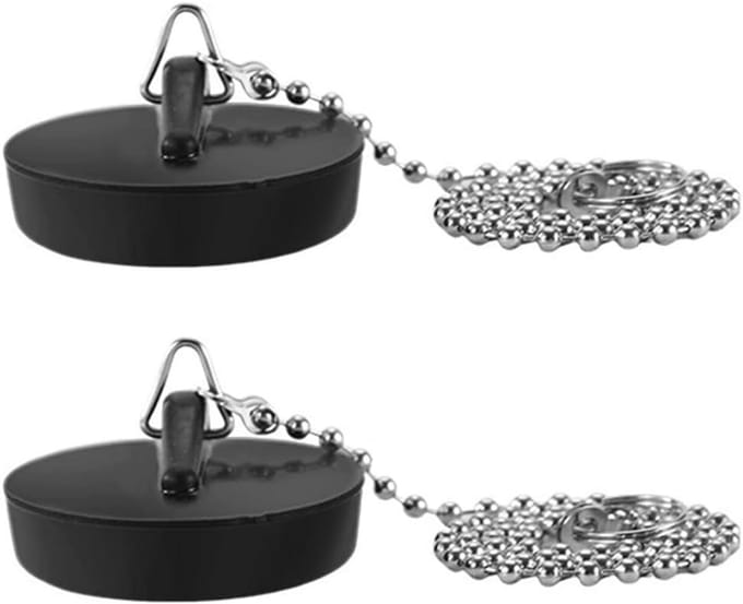 Set van 2 Universele Badkuip- en Afvoerstoprubber met Ketting (40-45 mm)