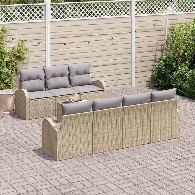 vidaXL - Tuinbank - Set - 8 - st - Beige - poly - rattan