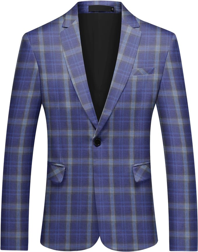 ALLTHEMEN Heren Geruit Blazer met Enkelsnoer - Middenachter split - M