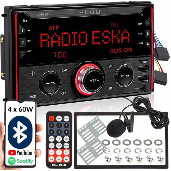 BLOW AVH9620 Bluetooth Autoradio – Bluetooth – USB – SD – RDS – LCD – RGB-verlichting - 2-DIN – Ingebouwde Microfoon – Afstandsbediening