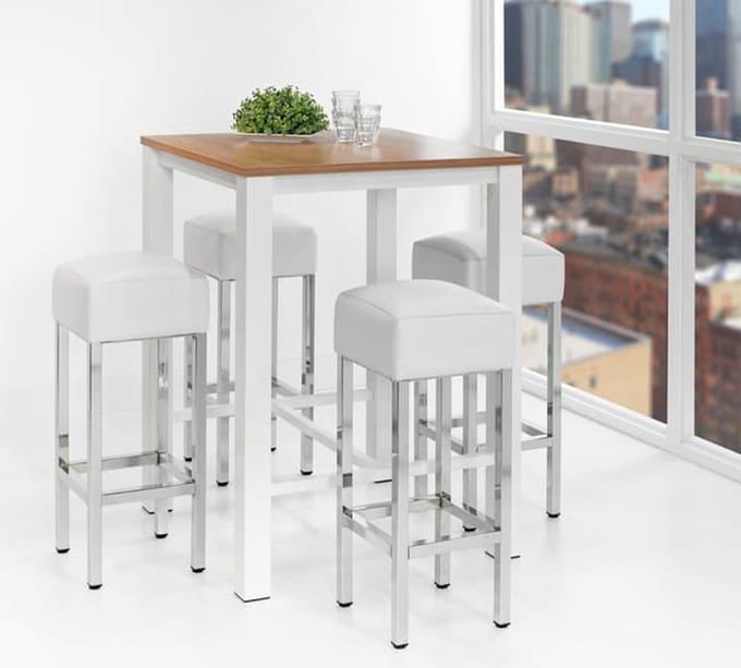 Hoge tafel: Statafel of bartafel 80x80cm Wit Licht Eiken