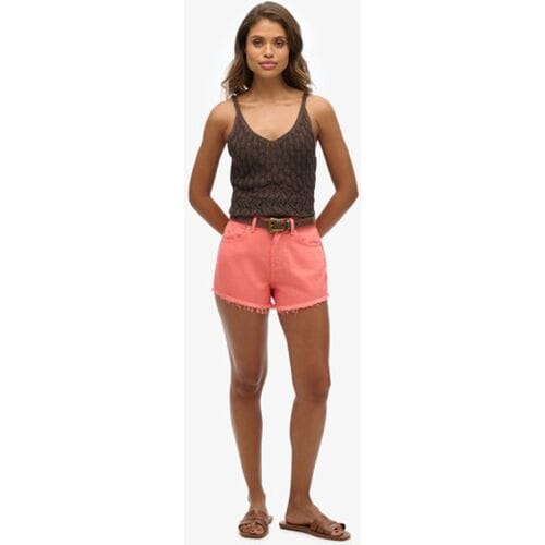 Superdry Jeansshort met Hoge Taille Cream Grootte: 40