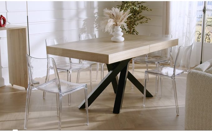 Vente-unique Set tafel CATONAV + 4 stoelen CELOLA - Wit en crèmewit