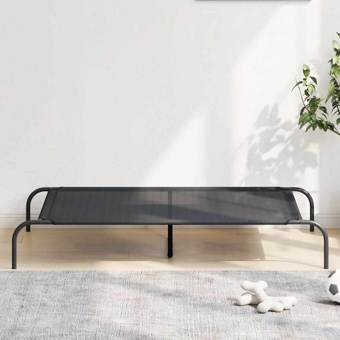 vidaXL - Hondenmand - verhoogd - 130x80x20 - cm - textiel - en - staal - zwart