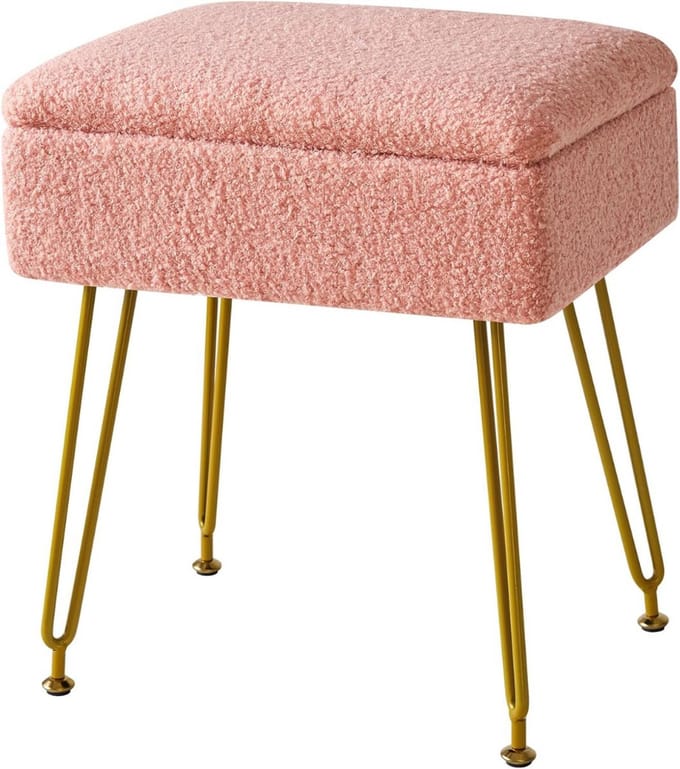 Thuys – Kaptafel Stoel – Make Up Kruk – Krukje – 40cm x 30cm x 47cm – Roze