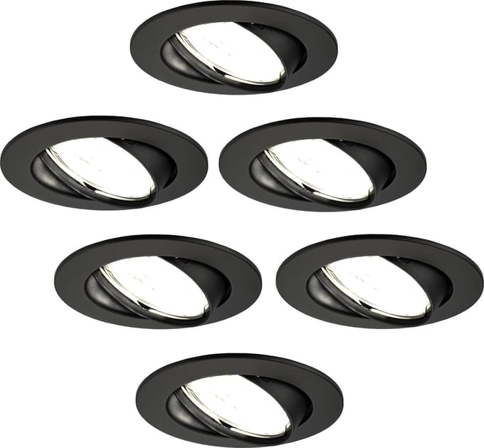 Ledvion - 6X LED Inbouwspot Amsterdam - Zwart - Dimbaar - 3W - 4000K - Ø82 mm