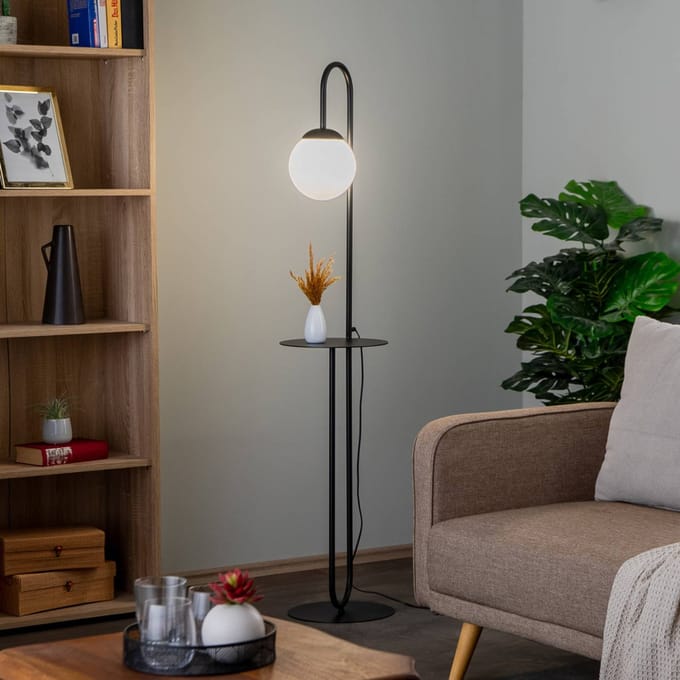 EMIBIG LIGHTING Vloerlamp Bari, zwart, metaal, glas