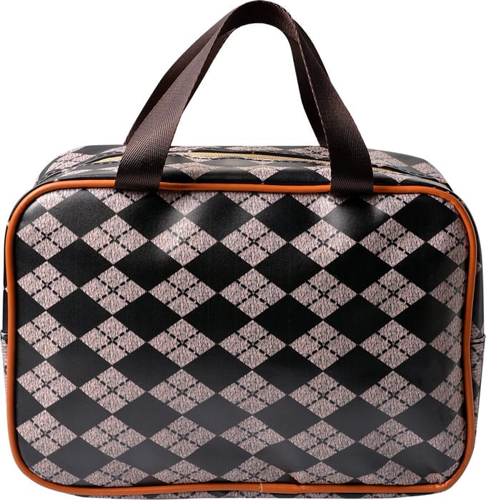 Juleeze Toilettas Dames 24x9x19 cm Zwart Bruin Polyester