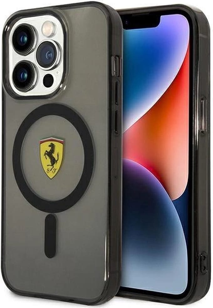 Ferrari Translucent Back Case (MagSafe Compatible) - Geschikt voor Apple iPhone 14 Pro (6.1") - Zwart