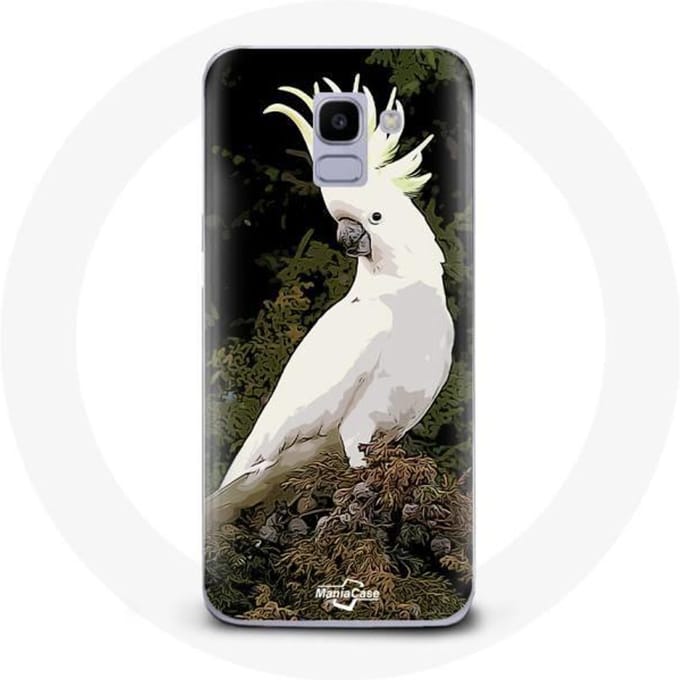 Coque pour Samsung Galaxy A6 2018 Cacatoes Perroquets Blanc sur l'arbre