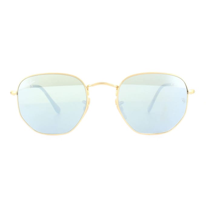 Ray-Ban Zonnebril Hexagonal 3548N 001/30 Goud Zilver Mirror 54mm