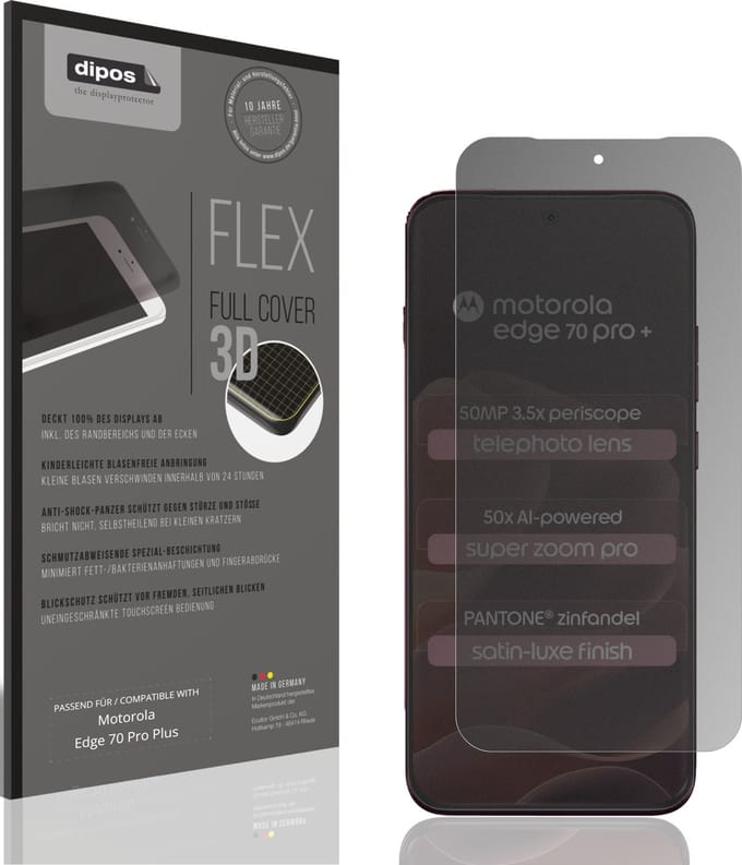 dipos FLEX – Matte Privacy Screenprotector geschikt voor Motorola Edge 70 Pro Plus | Volledige Schermbescherming | Case-Friendly