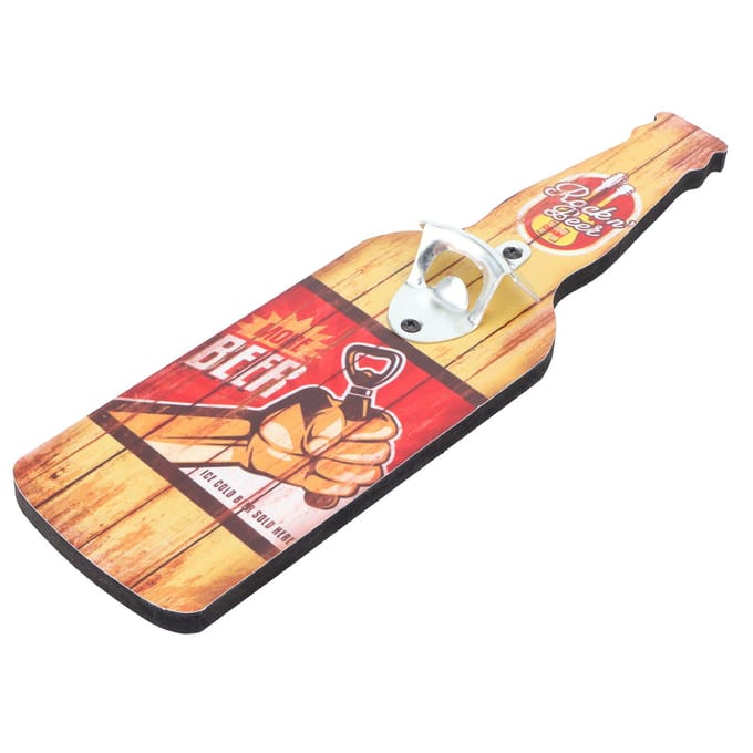 Vintage Bieropener Multifunctionele Houten Wandgemonteerde Flesopener voor Pub Restaurant beige