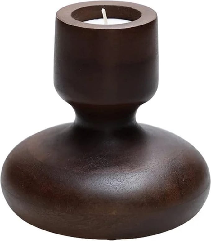 Kandelaar Colmor | Walnoot hout - walnut | 2 in 1 | Ø12 x H12 cm