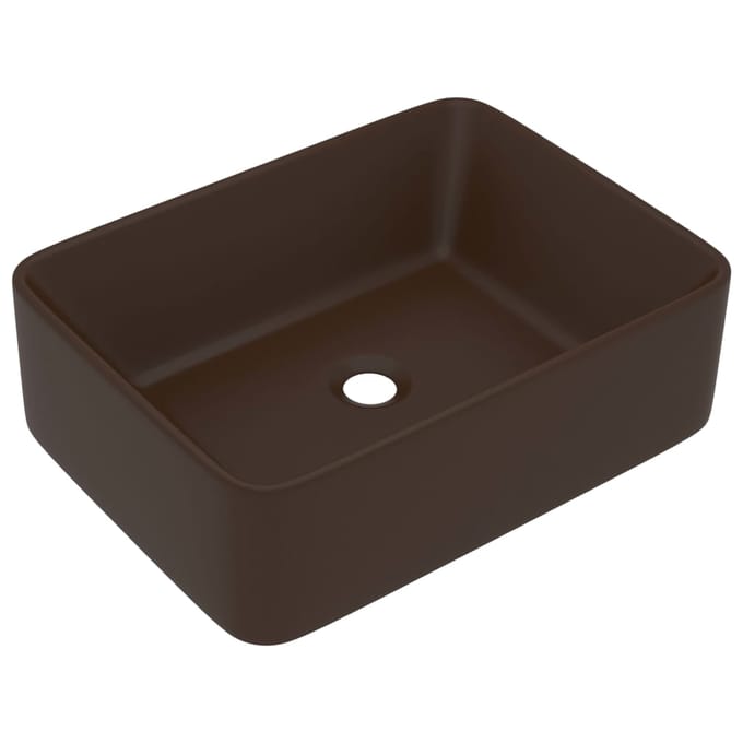 vidaXL - Wastafel - 41x30x12 - cm - keramiek - mat - donkerbruin