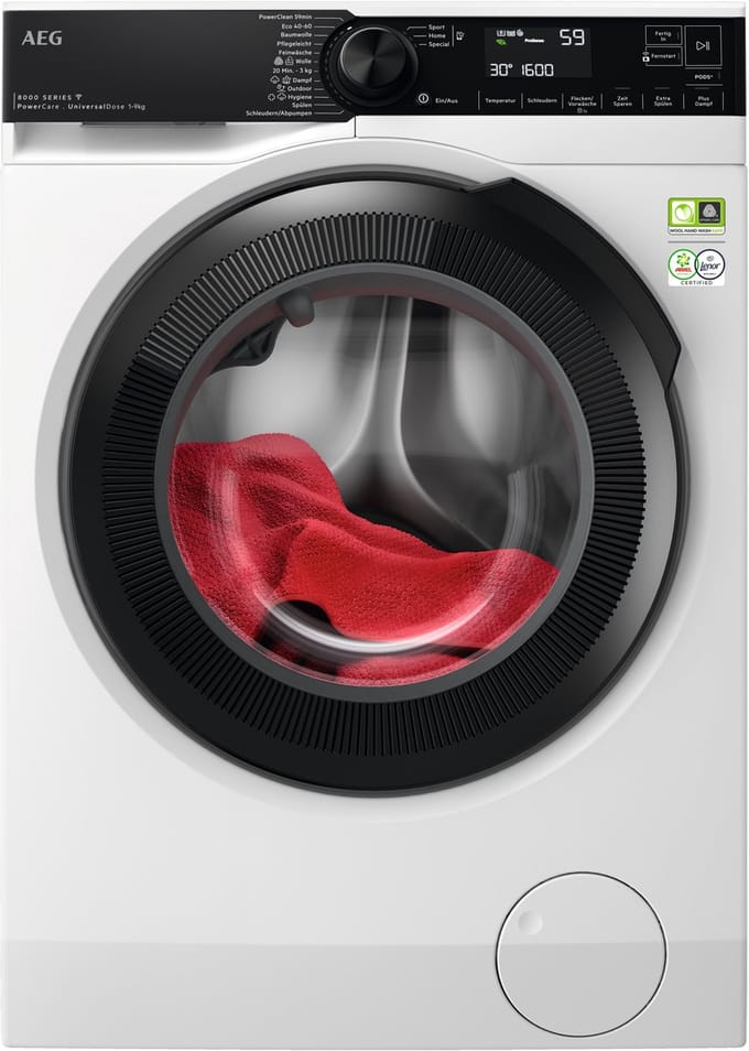 AEG Serie 9000 LR9W75490 wasmachine Voorlader 9 kg 1400 RPM Wit