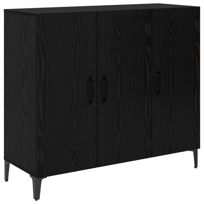 vidaXL - Dressoir - Zwart - eiken - 34 - x - 90 - x - 80 - cm - Bewerkt - hout