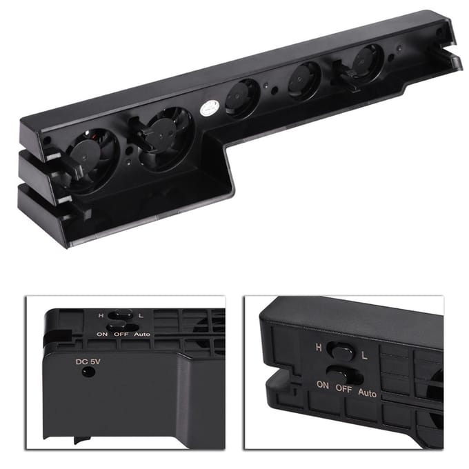 5-ventilator Super Turbo temperatuurregeling koelventilator voor Playstation PS4 Pro black