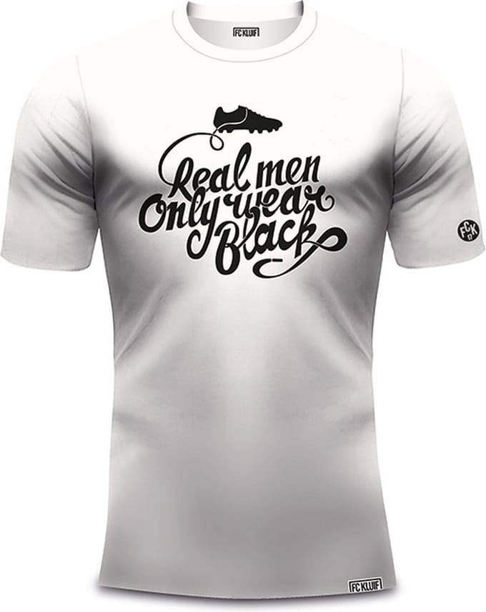 FC Kluif - Voetbal t-shirt - Real men only wear black - Wit - Maat M
