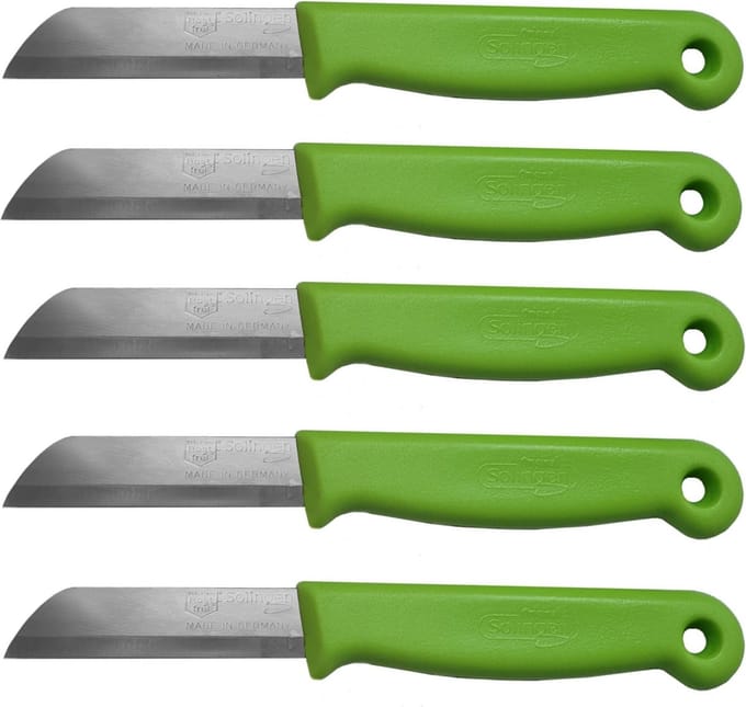 Solingen Schilmesje – RVS Glad – 16 cm met Blade Cover – Groen – 5 Stuks