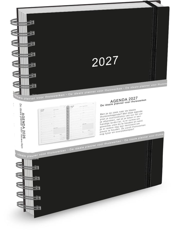 Agenda - 2027 - Thuiswerkagenda - Zwart - Groot - 17x24cm