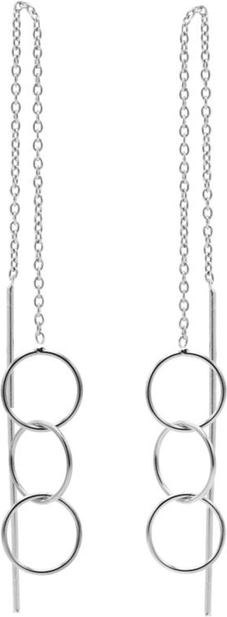 Karma Pull Through Triple Circle Silver Roseplated Oorbellen M1841