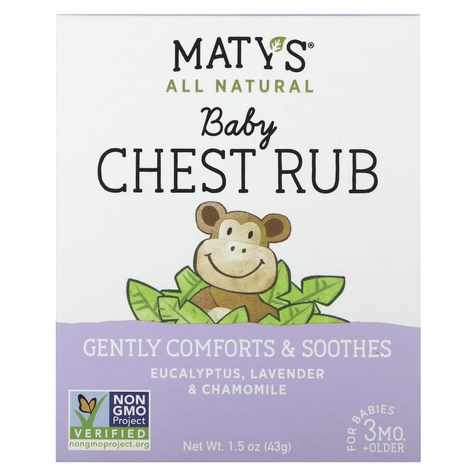 Maty's, Baby Borstzalf, Eucalyptus, Lavendel en Kamille, voor baby's vanaf 3 maanden, 1,5 oz (43 gram) white