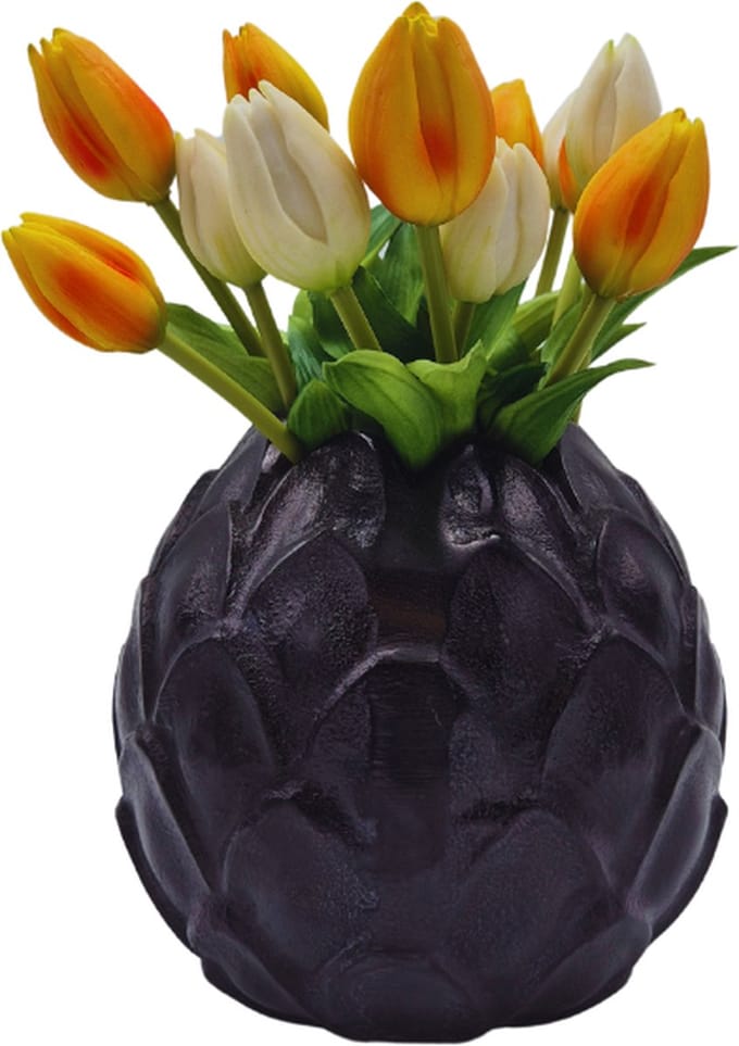 Deco4yourhome® - Vaas - Artisjok - Bloem - Zwart - Black - 14cm