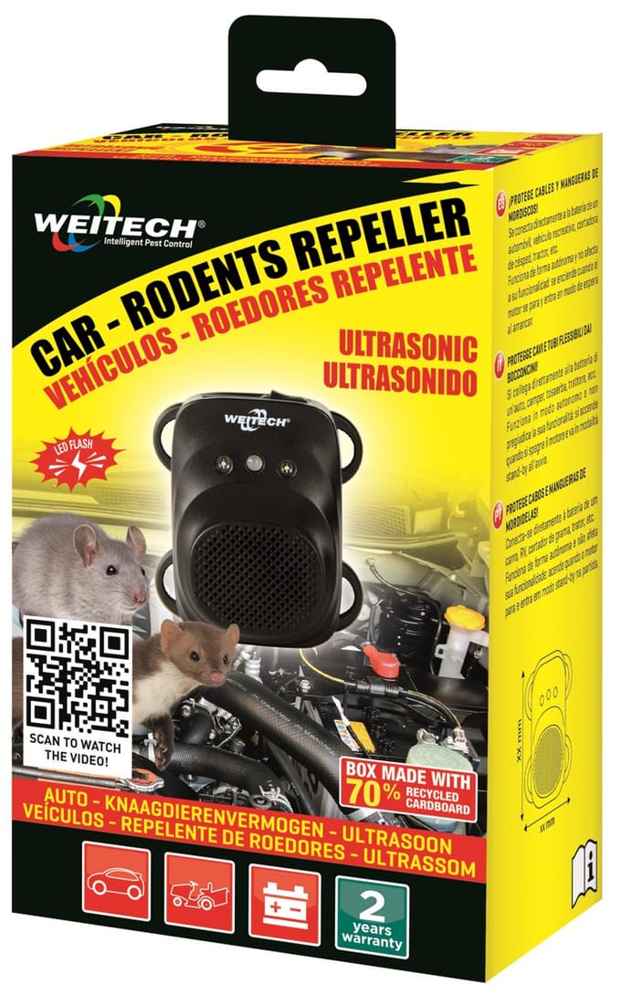 Weitech WK0508 Marterverjager voor de Auto - Ultrasoon & Flitslicht - 12V