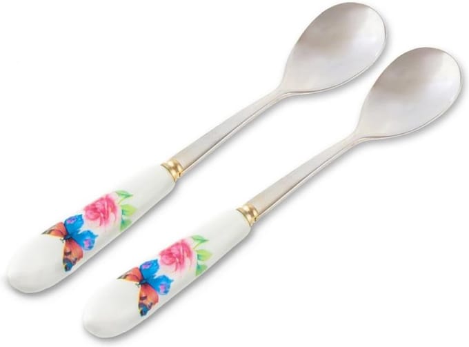 Rose butterfly - koffielepelset - vlinder & roos - geschenkdoos - set van 2