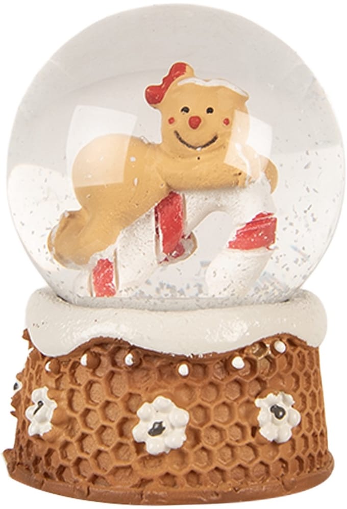 Clayre & Eef Sneeuwbol Ø 5x7 cm Bruin Glas