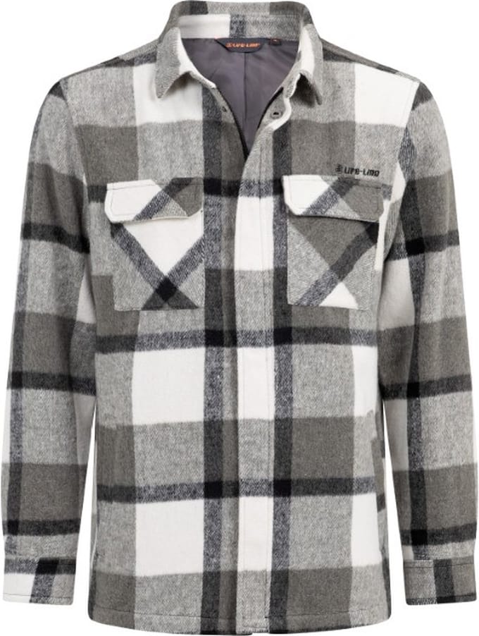 Life Line blouse Pico - blouse/jas Pico - wit/grijs geblokt - borstzak - maat M