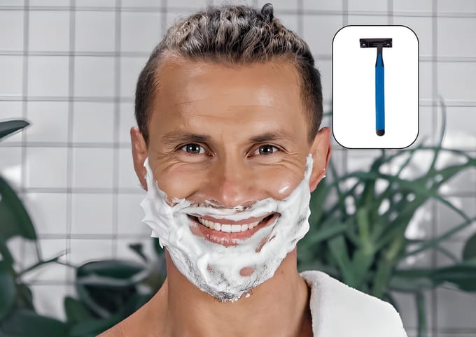 Wegwerp Scheerset – 3-blads Scheermesje met Scheercrème – Verzorgend & Hygiënisch – 5 stuks