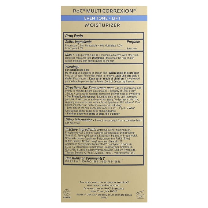 RoC, Multi Correxion®, Even Tone + Lift Moisturizer, SPF 30, 50 ml (50 ml) white