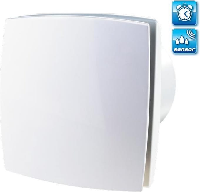 Design badkamerventilator 100 mm - Timer en Vochtsensor - 88m³/h - Wit