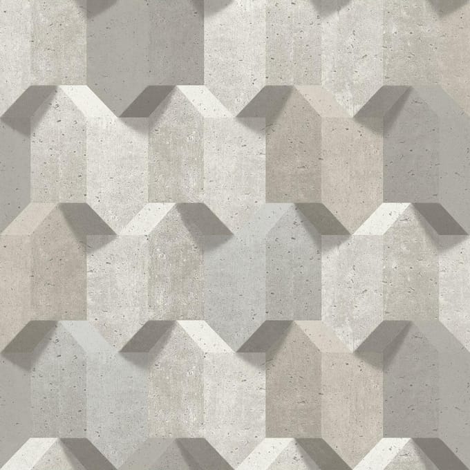 Reflets 3D dessin beige beton (vliesbehang, beige)