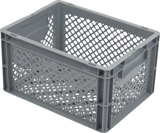 Alpac Stapelkrat - Opbergkrat - Geperforeerd - 400 x 300 x 220 mm - 20L - Grijs