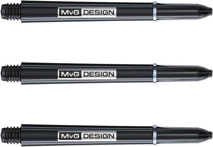 Dartpijlen Nylon Shafts Medium Zwart Zilver